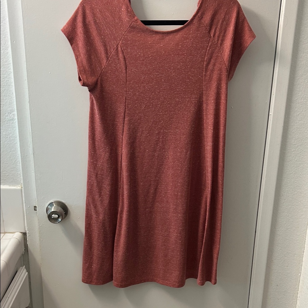 Elegant Rust Short Sleeve Dress